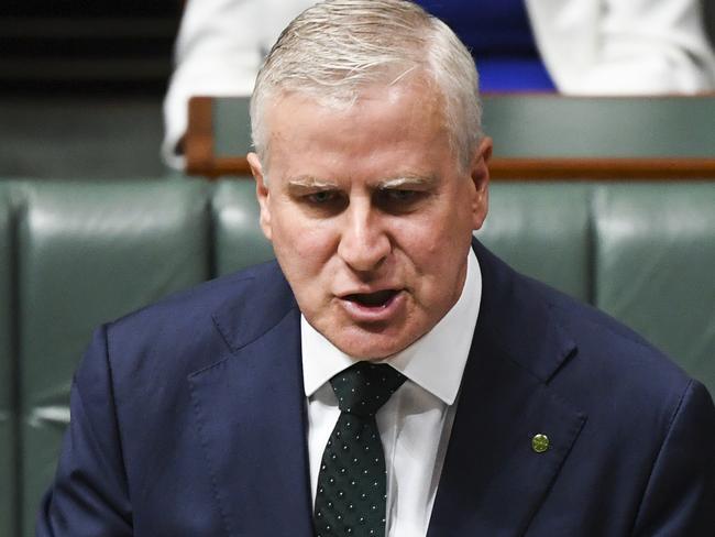 Australian Deputy Prime Mnister Michael McCormack reacts during House of Representatives Question Time at Parliament House in Canberra, Wednesday, March 4, 2020. (AAP Image/Lukas Coch) NO ARCHIVING