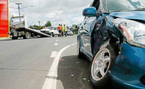 Two cars were involved in a collision on the corner of Bingera and Bourbong streets yesterday afternoon. Residents say there are accidents at the intersection on a regular basis. Picture: Vanessa Marsh