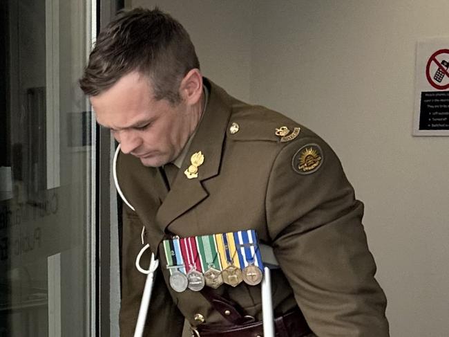 Major Christopher James Pitman leaving a restricted court martial in Canberra in June.