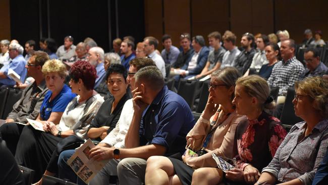 More than 300 mourners gathered at the MECC to watch the live streamed State funeral service for Tim Mulherin on Tuesday September 15 in Mackay. Picture: Zizi Averill