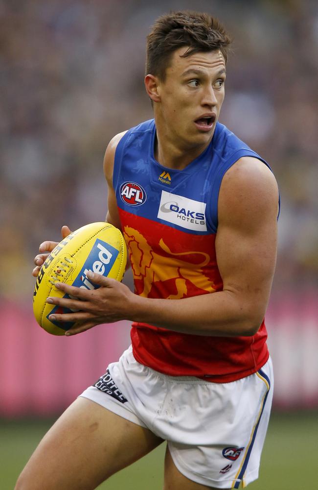 Hugh McCluggage wearing the Fitzroy themed guernsey the Lions wear in Victoria. Picture: Darrian Traynor/Getty Images