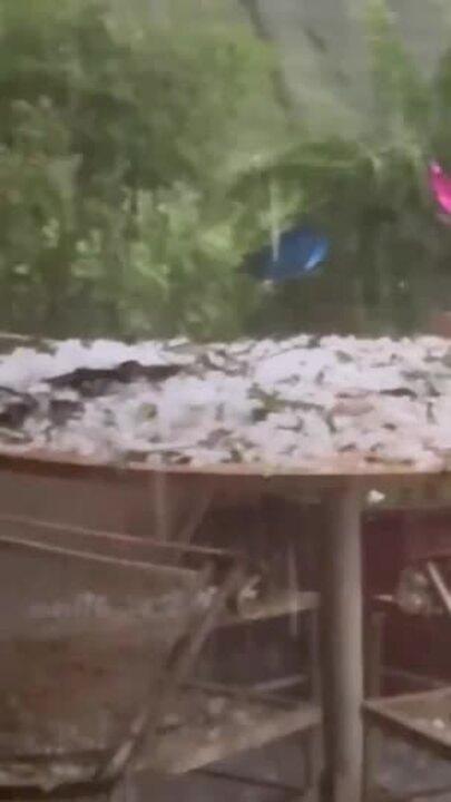 Hailstones Pummel Backyard in Dallas Area
