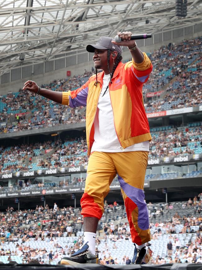 Baker Boy performing at the Fire Fight Australia concert in February 2020. Picture: Richard Dobson