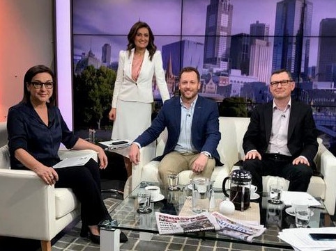 Patricia Karvelas and panelists Lenore Taylor, Peter Van Onselen and David Crowe.