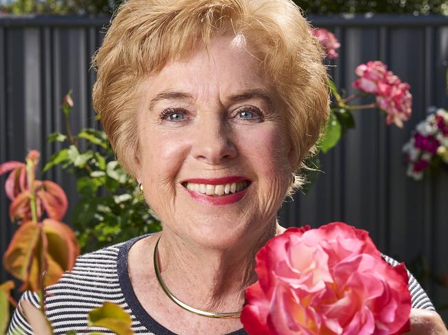 Sandy Mojsish with her roses at home in Royal Park, after winning best rose, Thursday, Oct. 24, 2024. Picture: Matt Loxton