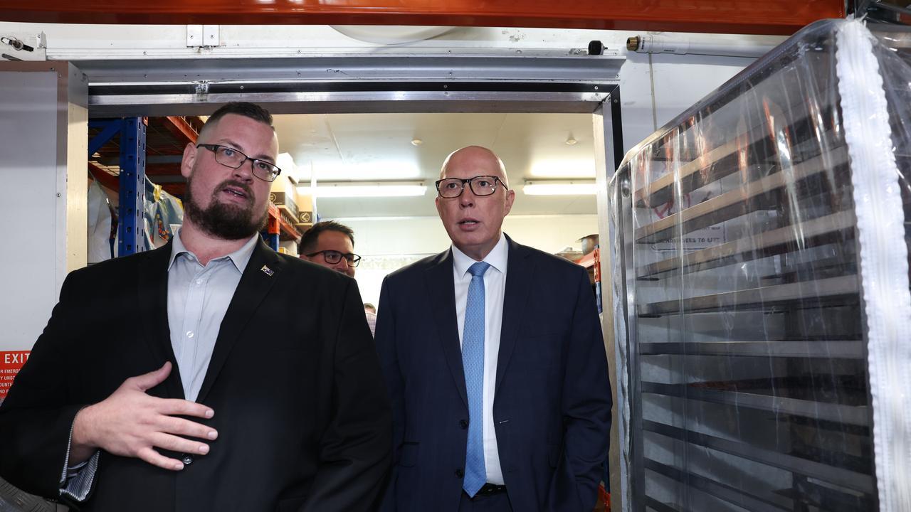 Opposition Leader Peter Dutton visited a food production facility in the NSW seat of Paterson. Pictures Adam Head / NewsWire