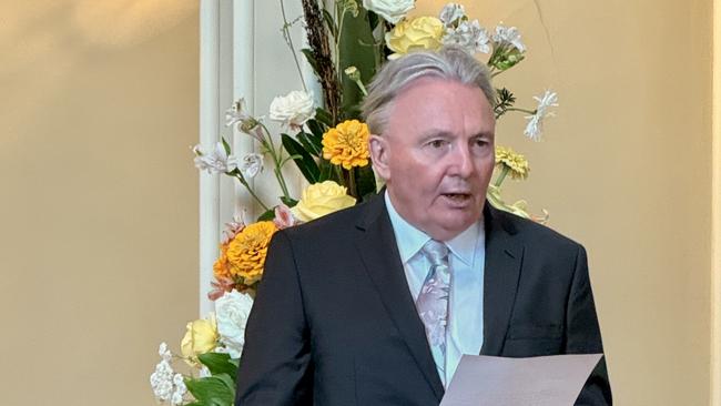 Chief Justice Shanahan makes the Affirmation to become Lieutenant Governor. Picture: Government House