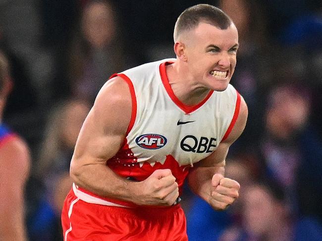 Warner was BOG again after his four-goal haul against the Dogs. Picture: Morgan Hancock/Getty Images