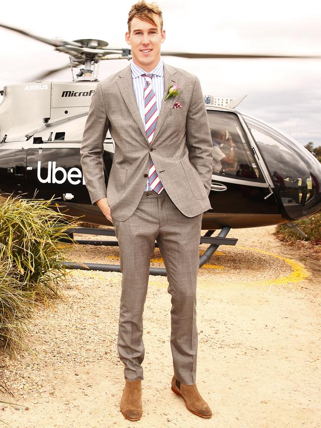 Tom Lynch was choppered in to Flemington Racecourse. Picture: Sam Tabone