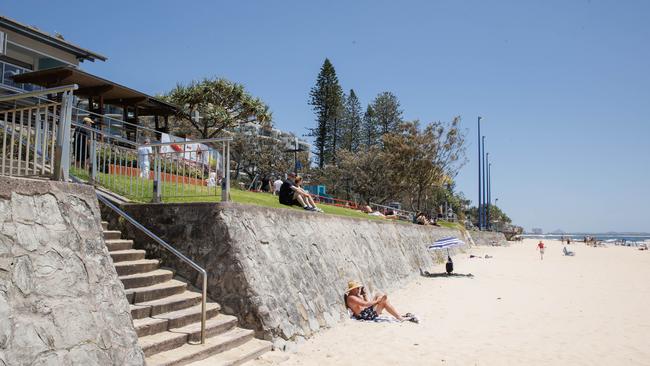 Current rock wall at Mooloolaba main beach. Picture Lachie Millard