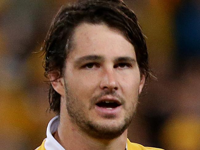 Sam Carter (middle). The Wallabies vs France at Suncorp Stadium in Brisbane. Pic Peter Wallis