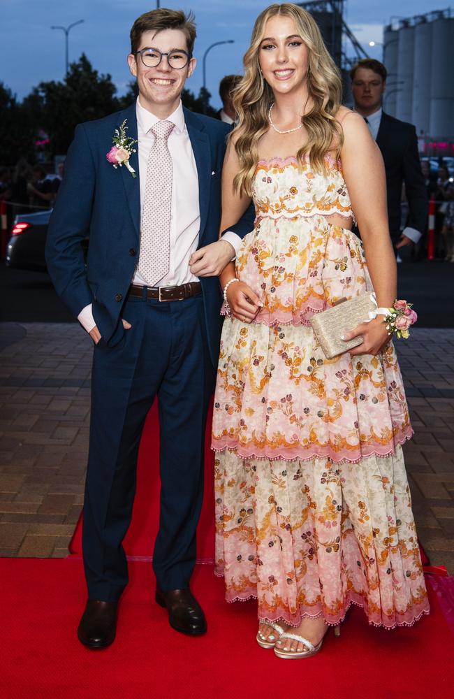 Charlie Aarons and Clare Hogan at Toowoomba Grammar School formal at Rumours International, Wednesday, November 15, 2023. Picture: Kevin Farmer