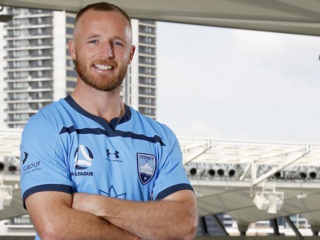 A-League derby preview - Mitchell Duke (R, Western Sydney Wanderers) and Rhyan Grant (L, Sydney FC) pictured at Bankwest Stadium in Parramatta ahead of the local derby this weekend. Picture: Toby Zerna