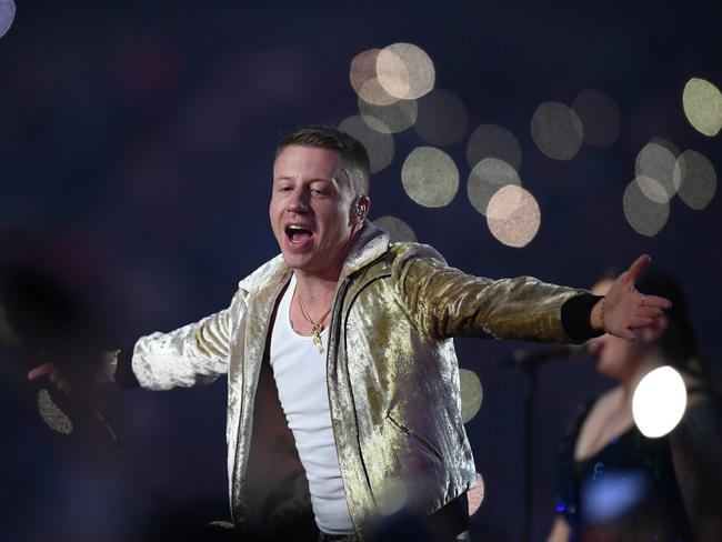 US rapper Mackelmore made headlines in October when he performed Same Love at the NRL Grand Final. Could Sebastian’s song be as controversial? Picture: AAP Image/Dan Himbrechts