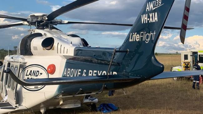 The Sunshine Coast LifeFlight helicopter crew has airlifted an elderly man to hospital, after he was injured in a quad bike crash near Gympie. This is a file photo of the chopper.