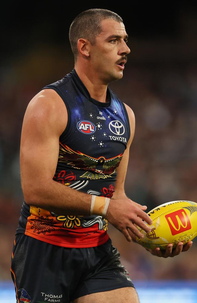 Taylor Walker and the Crows have put contract talks on hold. Picture: James Elsby/AFL Photos