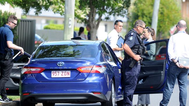 Police in Slaughter Street, Bracken Ridge, where a person was found dead in suspicious circumstances. Picture: John Gass