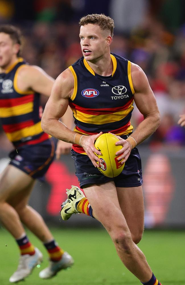 Mitchell Hinge will miss this week with injury. Picture: Sarah Reed/AFL Photos via Getty Images.