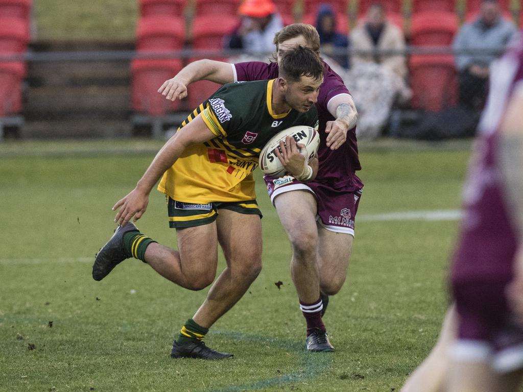 Timothy Duggan of Wattles against Dalby. Picture: Kevin Farmer.