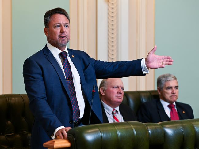 KAP Deputy Leader and Hinchinbrook MP Nick Dametto in State Parliament with KAP Leader and Member for Traeger Robbie Katter and KAP Member for Hill, Shane Knuth. Picture: Supplied