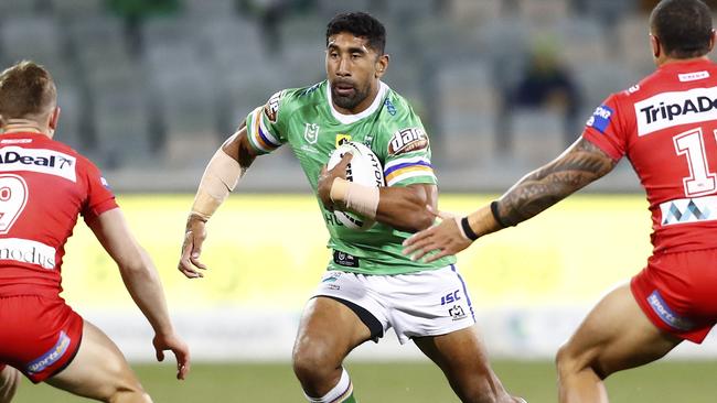 Sia Soliola’s best hope of playing again is if the Raiders make back-to-back grand finals. Picture: Keegan Carroll/NRL Photos