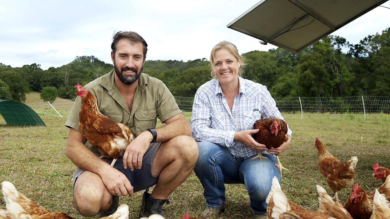 Sustainable farmers Fabian Fabbro and Jodie Viccars of Woodland Valley Farm.