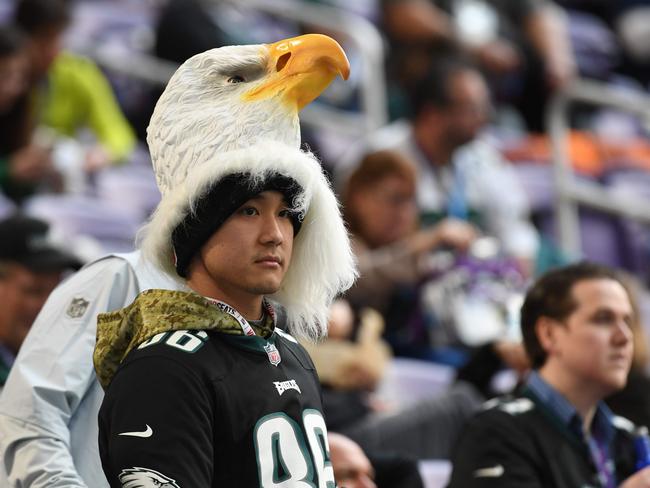 Philadelphia Eagles fans await the start of Super Bowl LII against the New England Patriots at US Bank Stadium in Minneapolis, Minnesota, on February 4, 2018. Picture: AFP