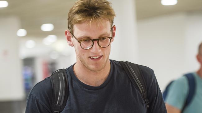 Mack Horton arrived back in Melbourne on Saturday. Picture: Rob Leeson