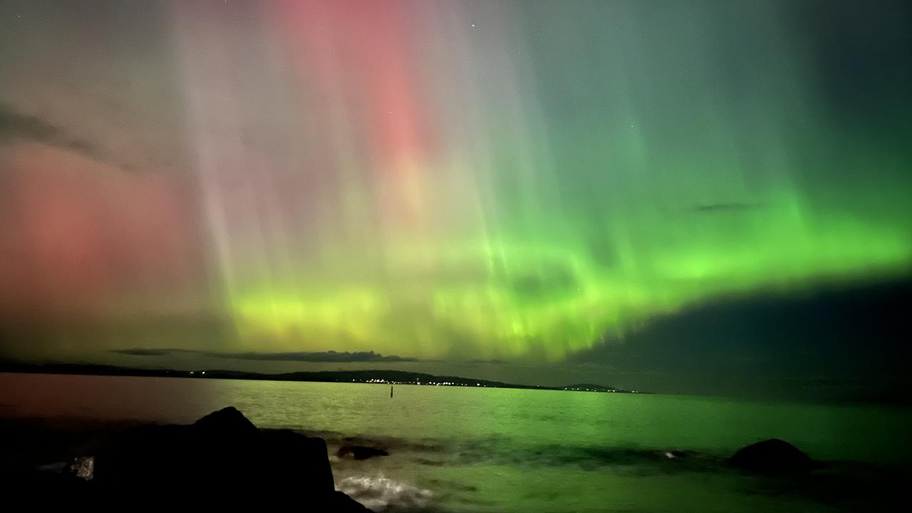 The aurora australis turns the night sky into an eerie yet beautiful kaleidoscope of colours. Picture: Rhys Manttan