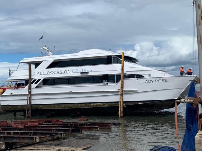 The Lady Rose undergoing a major refurbishment in Yamba following the tragic incident. Picture: Supplied