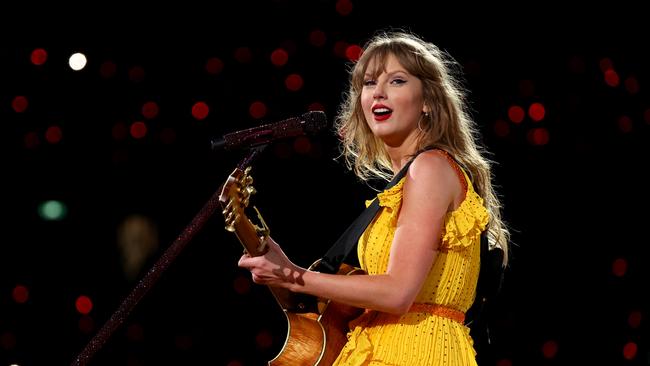 Taylor Swift performs at Melbourne Cricket Ground on February 16, 2024 in Melbourne, Australia. (Photo by Graham Denholm/TAS24/Getty Images for TAS Rights Management)