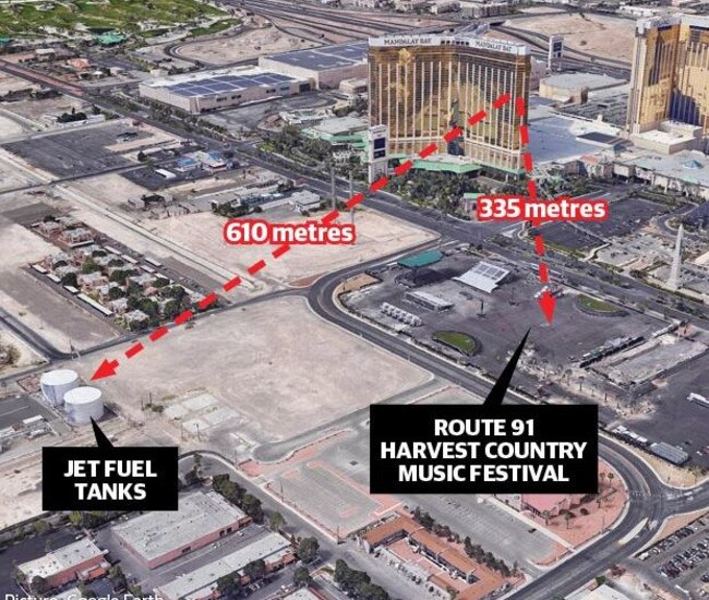 A reported target of Stephen Paddock's - aviation fuel tanks. Picture: Google Earth