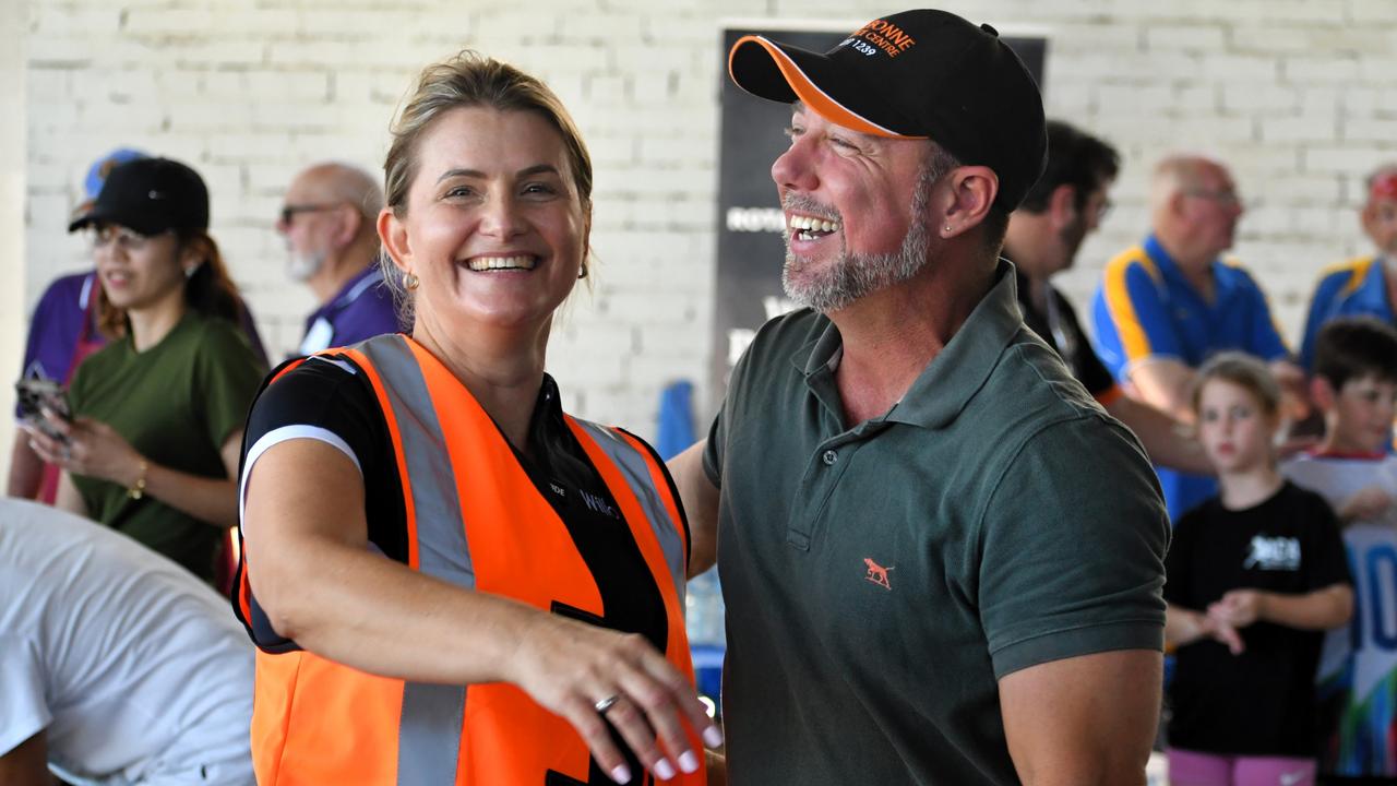 Willows marketing manager Donna Lindsay and Hinchinbrook MP Nick Dametto at the Unite for NQ event at Devietti Ag and Machinery Sales in Ingham. Generous businesses and individual Townsvillians donated thousands of dollars’ worth of badly needed goods to Hinchinbrook residents struck by the flood disaster. Picture: Cameron Bates