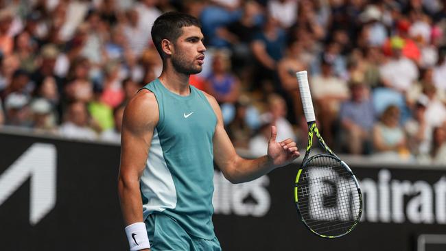 Carlos Alcaraz was clinical on Wednesday as he dispatched Yoshihito Nishioka in straight sets. (Photo by Adrian Dennis / AFP)