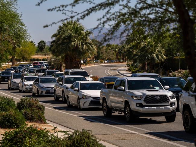 A line of cars wait to get into the car camping area at the Coachella Valley Music and Arts Festival. Picture: Andy Abeyta/The Desert Sun/USA TODAY NETWORK via Imagn Images/Sipa USA/AAP