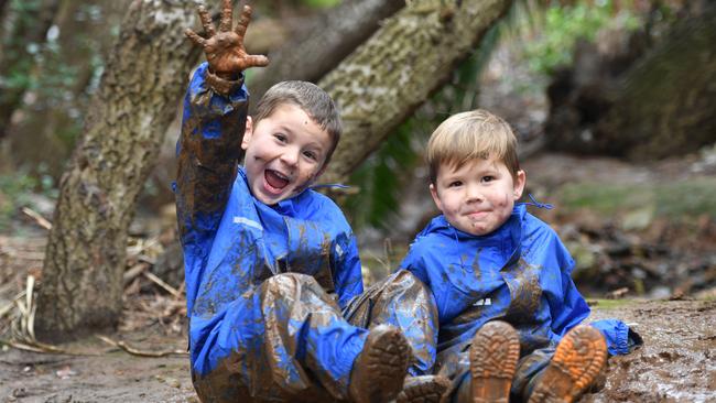 Outdoorsy kids Harvey, 5 and Owen, 3. Picture: Keryn Stevens