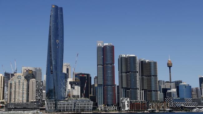 The Barangaroo tower, left, dominates the western side of Sydney’s CBD. Picture: Nikki Short