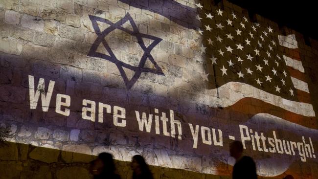 A projection on the Old City wall in Jerusalem. Picture: AP