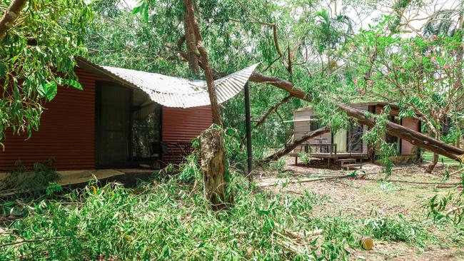 Cabins were taken out during a localised storm cell at the Mary River Wilderness Retreat. Picture: Glenn Campbell