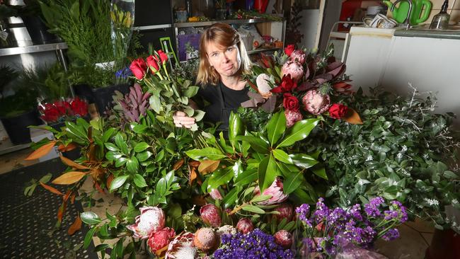 Florists have surplus stock with lockdown scuppering Valentine’s Day plans. Picture: Alex Coppel.