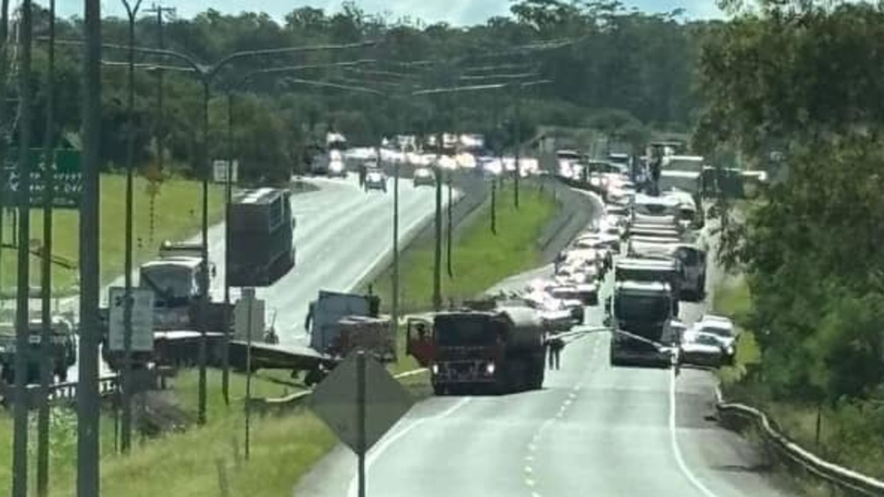 Truck crash causes huge highway delays