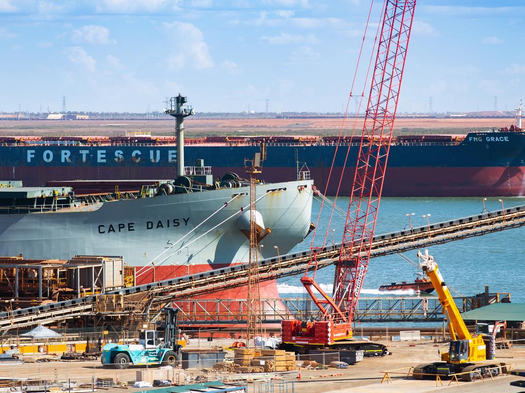 Port Hedland has been dubbed the “engine room” of the economy. Pictured, the busy port in 2019. Picture: Ian Waldie