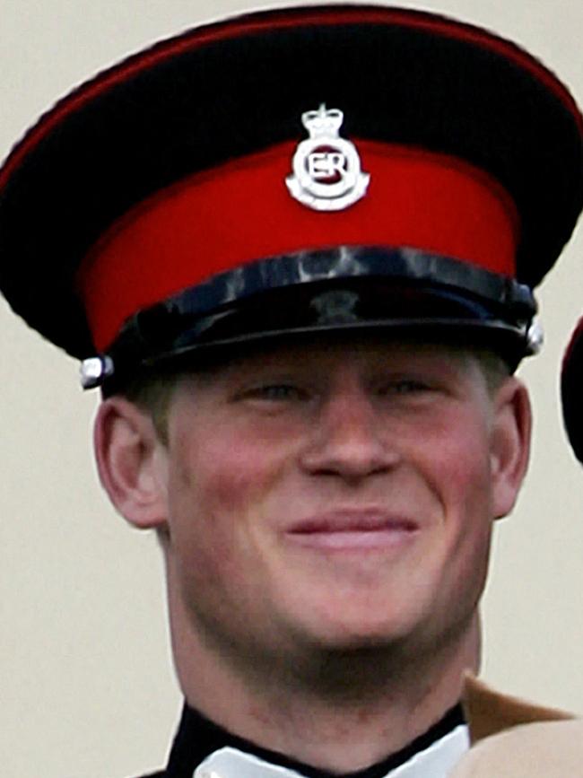 Prince Harry during the Sovereign's Parade at Sandhurst Military Acadamy, in 2006. Picture: AFP