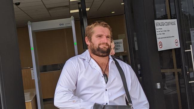 Kingston concreter Reagan Callum Hutchins, 30, leaving Beenleigh Magistrates Court today. Picture: Alex Treacy