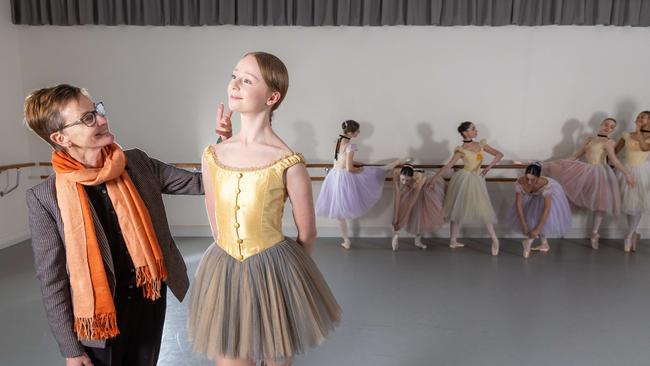 Outgoing Australian Ballet School director and former Australian Ballet star Lisa Pavane with Student Lilly Keith. Picture: Jason Edwards