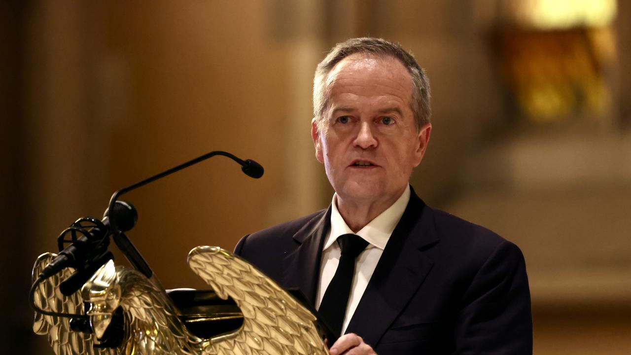 Bill Shorten delivered a eulogy at senator Kiching’s funeral this week. Picture: NCA NewsWire / David Geraghty