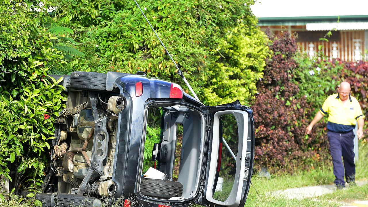 A woman was trapped in the wreckage of a vehicle following a two car crash in Townsville. The crash happened at the intersection of Elizabeth St and Alfred St in Aitkenvale. PICTURE: MATT TAYLOR.