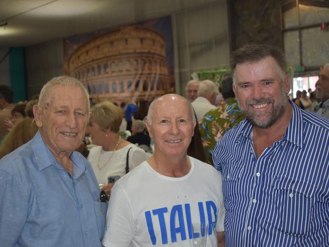 Eddy, Milcao and Tim, good mates from the Granite Belt enjoying the Mediterranean spirit at the Italian long lunch, February 25, 2024.