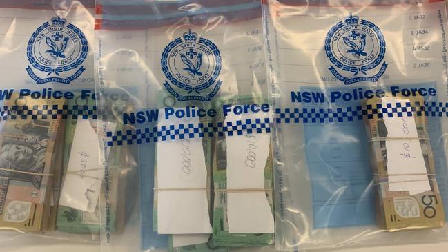 Cash found stashed at Petrevski’s home. Picture: NSW Police Force.