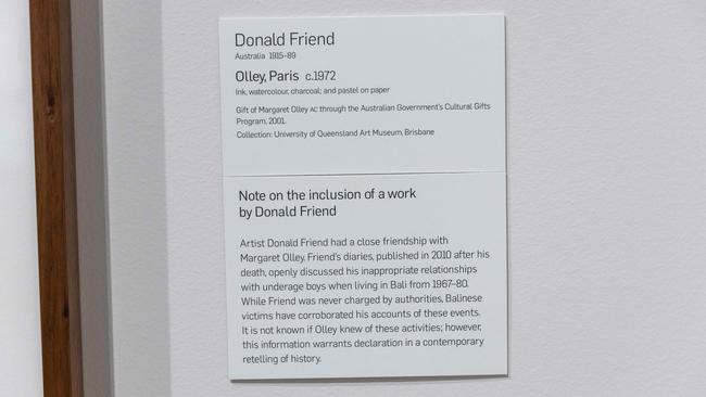 The note published beside Donald Friend’s portrait of Margaret Olley. Picture: Glenn Hunt/News Corp Australia